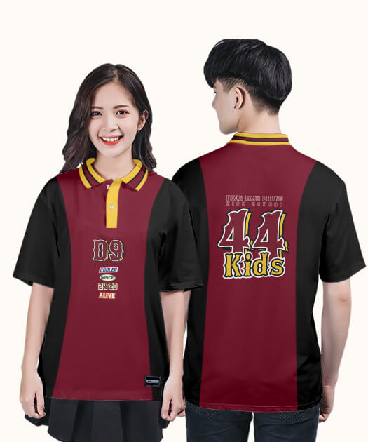 821. Áo lớp Polo Uni BST Fancy Màu Đỏ đô - Đen