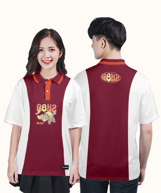 828. Áo lớp Polo Uni BST Study Màu Đỏ đô - Trắng