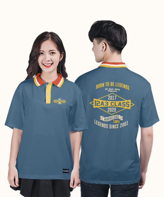 831. Áo lớp Polo Uni BST Typo Màu Xanh bích Panu