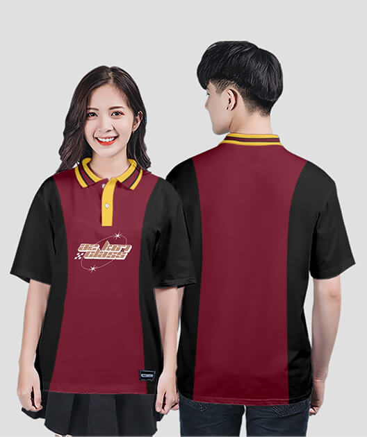 848. Áo lớp Polo Uni BST Logo A2 Màu Đỏ đô - Đen