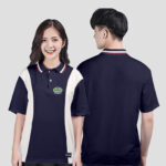 849. Áo lớp Polo Uni BST Logo A3 Màu Xanh tím than - Trắng