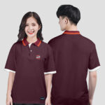 852. Áo lớp Polo Uni BST Logo A1 Màu Nho - Trắng