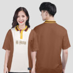 853. Áo lớp Polo Uni BST Logo Basic Màu Bò cháy - Trắng