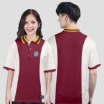 855. Áo lớp Polo Uni BST Logo 12A2 Màu Đỏ đô - Trắng