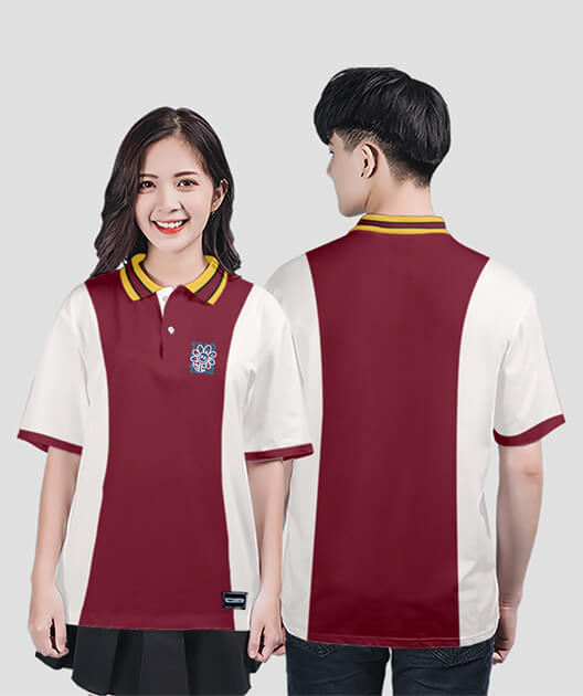 855. Áo lớp Polo Uni BST Logo 12A2 Màu Đỏ đô - Trắng