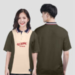 856. Áo lớp Polo Uni BST Logo A2 Màu Rêu đậm - Be