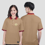 857. Áo lớp Polo Uni BST Logo D5 Màu Nâu tây Panu