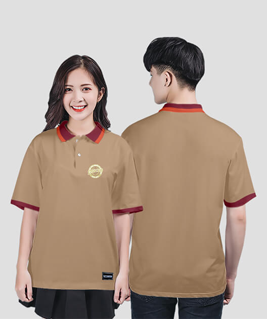 857. Áo lớp Polo Uni BST Logo D5 Màu Nâu tây Panu