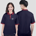 859. Áo lớp Polo mix màu BST Logo C2K51 Màu Xanh tím than - Đỏ đô