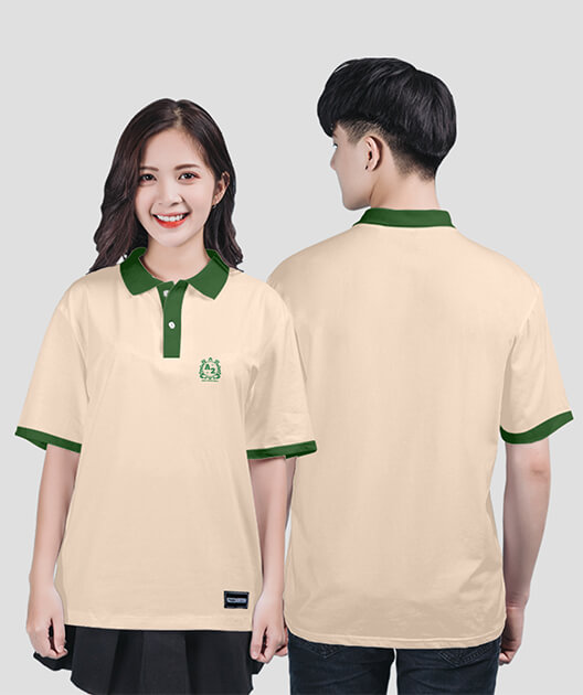 860. Áo lớp Polo mix màu BST Logo A2 Màu Kem - Xanh nhiệt đới