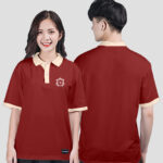 861. Áo lớp Polo mix màu BST Logo 9A Màu Đỏ đô - Kem