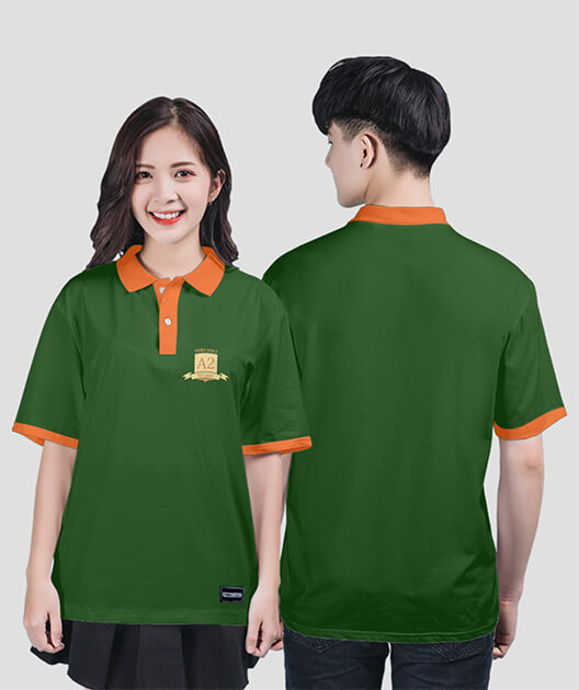 866. Áo lớp Polo mix màu BST Logo A2 Màu Xanh nhiệt đới - Cam