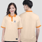 867. Áo lớp Polo mix màu BST Logo A2 Màu Be - Cam tươi