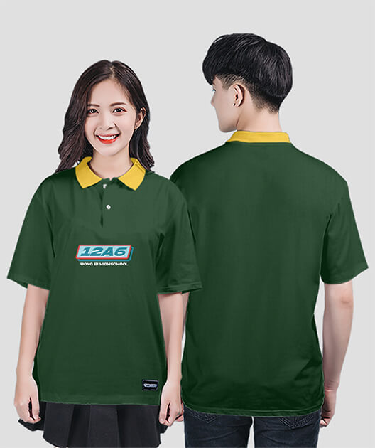 870. Áo lớp Polo Basic BST Logo 12A6 Màu Xanh nhiệt đới