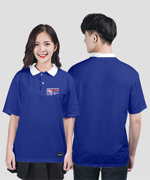 875. Áo lớp Polo Basic BST Logo 12A6 Màu Xanh sapphire