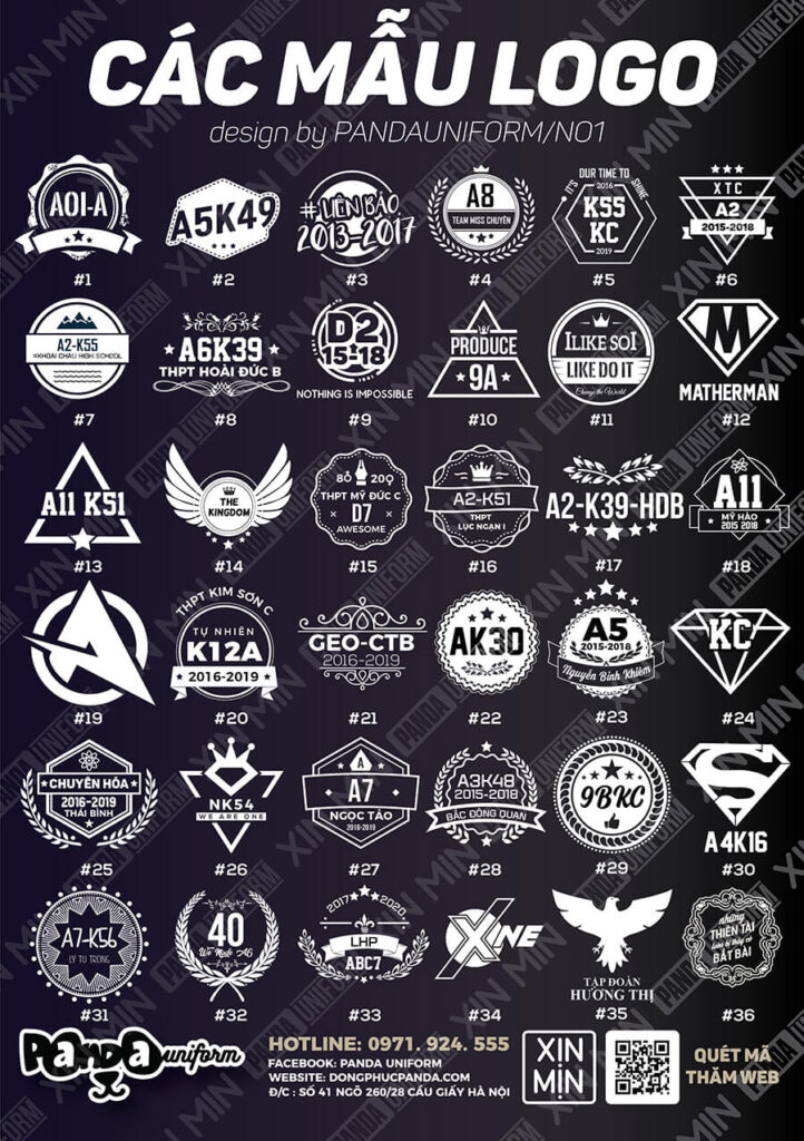Tổng hợp thiết kế các mẫu logo lớp đen trắng siêu đẹp