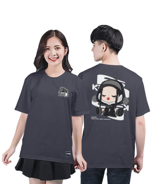 881. Áo lớp T-shirt Basic BST SkullPanda Màu Xám chì