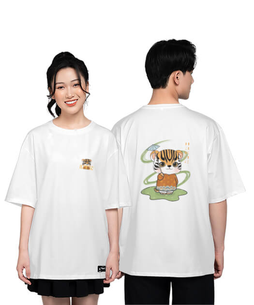 888. Áo lớp T-shirt oversize BST The Tiger Màu Trắng