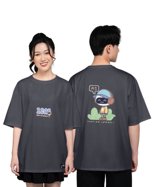 889. Áo lớp T-shirt oversize BST Media Màu xám chì