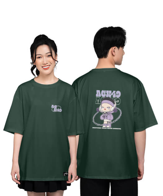 895. Áo lớp T-shirt oversize BST SkullPanda Xanh nhiệt đới