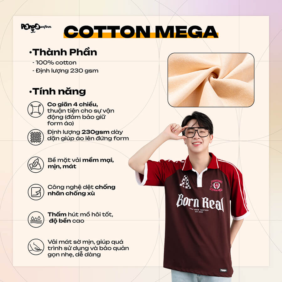 Chất vải Cotton Mega - Panda Uniform