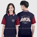 910. Áo lớp Polo Uni BST Logo Màu Xanh tím than - Đỏ đô