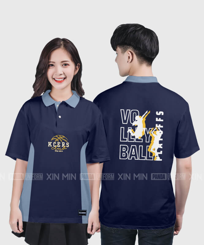 912. Áo lớp Polo mix màu BST Sport Màu Xanh tím than - Xám Xanh