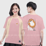 914. Áo lớp T-shirt raglan BST The Dog Màu Hồng Nude - Be