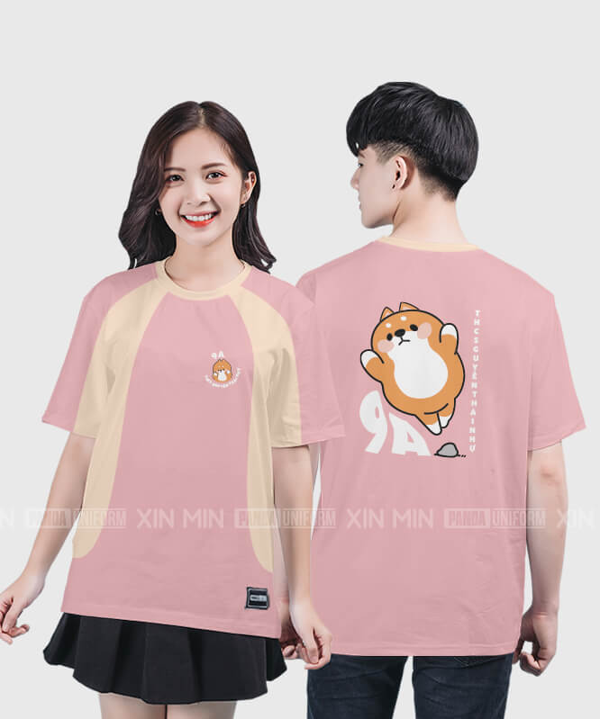 914. Áo lớp T-shirt raglan BST The Dog Màu Hồng Nude - Be