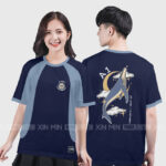 915. Áo lớp T-shirt raglan BST OCEAN Màu Xanh tím than - xám xanh