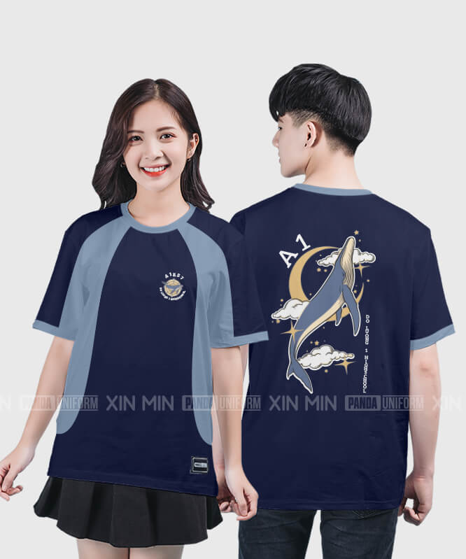 915. Áo lớp T-shirt raglan BST OCEAN Màu Xanh tím than - xám xanh