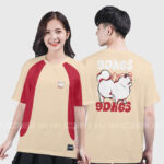 916. Áo lớp T-shirt raglan BST The Dog Màu Be - Đỏ tươi