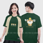 917. Áo lớp T-shirt raglan BST The Dog Màu Xanh ve chai - Be