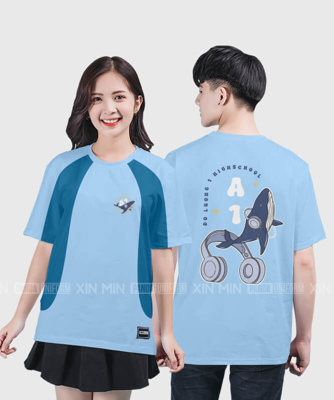 919. Áo lớp T-shirt raglan BST OCEAN Màu Xanh hòa bình - Xanh ya