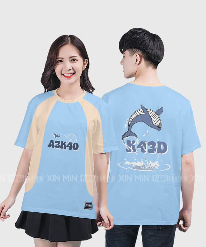 921. Áo lớp T-shirt raglan BST OCEAN Màu Xanh hòa bình - be