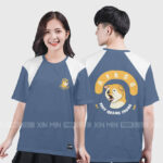 924. Áo lớp T-shirt raglan BST The Dog Màu Xám xanh - Trắng