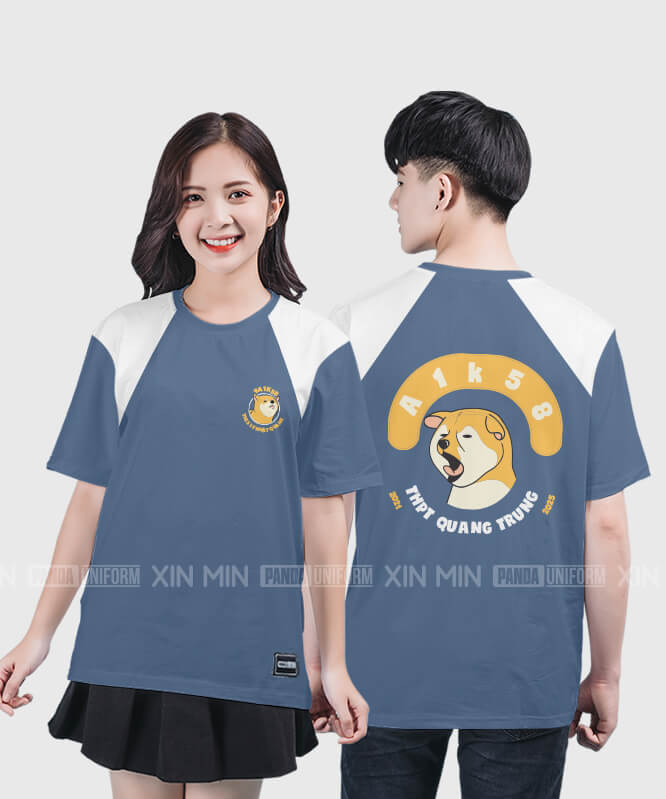 924. Áo lớp T-shirt raglan BST The Dog Màu Xám xanh - Trắng