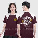 925. Áo lớp T-shirt raglan BST Emoji Màu Nho - Trắng