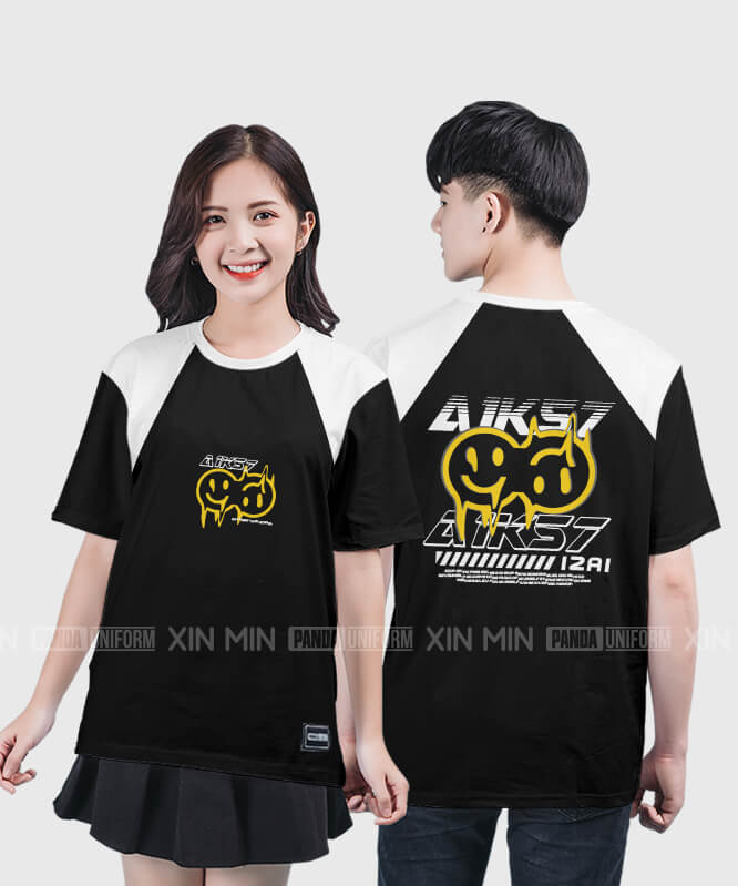 926. Áo lớp T-shirt raglan BST Emoji Màu Đen - Trắng