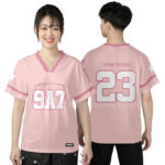 943. Áo lớp T-shirt cổ V BST Đơn giản Màu Cam đào - Hồng ấn