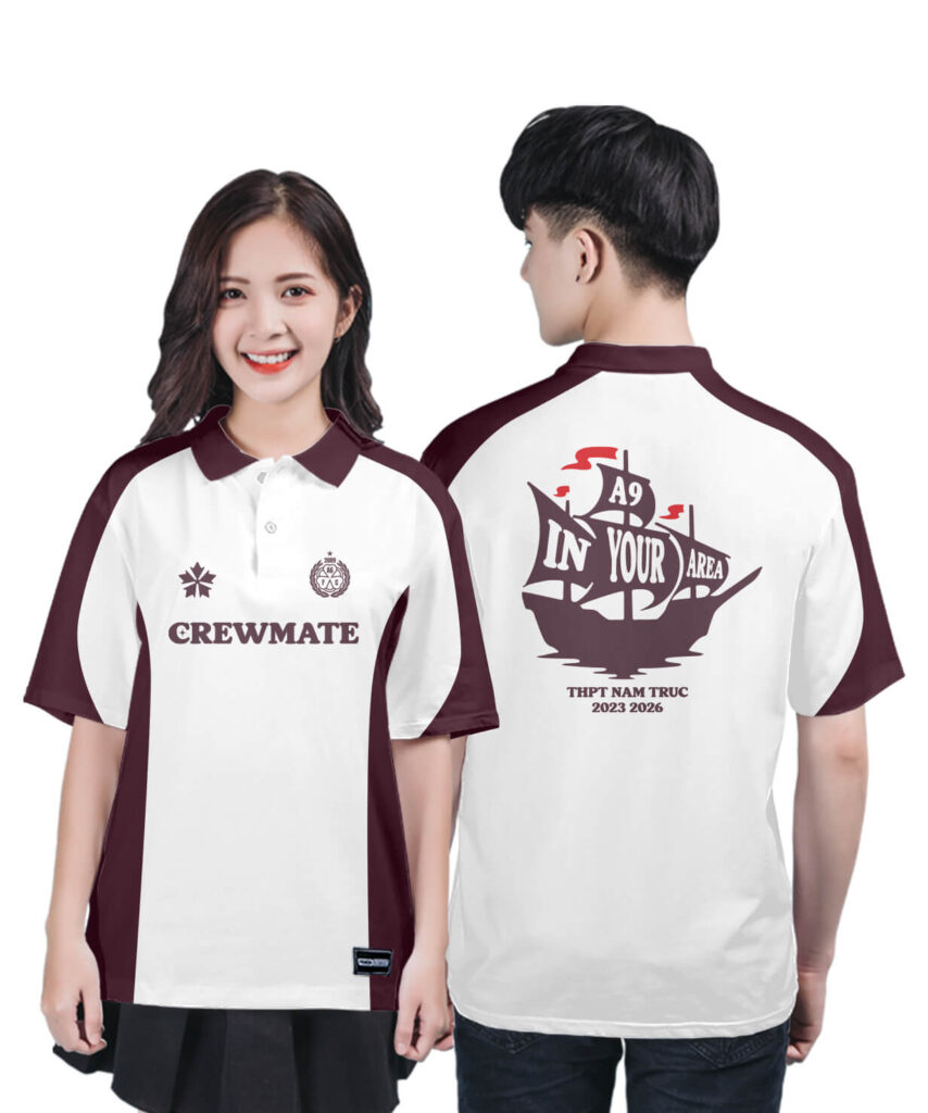 959 Áo lớp Polo mix màu BST Study Trắng - Nho