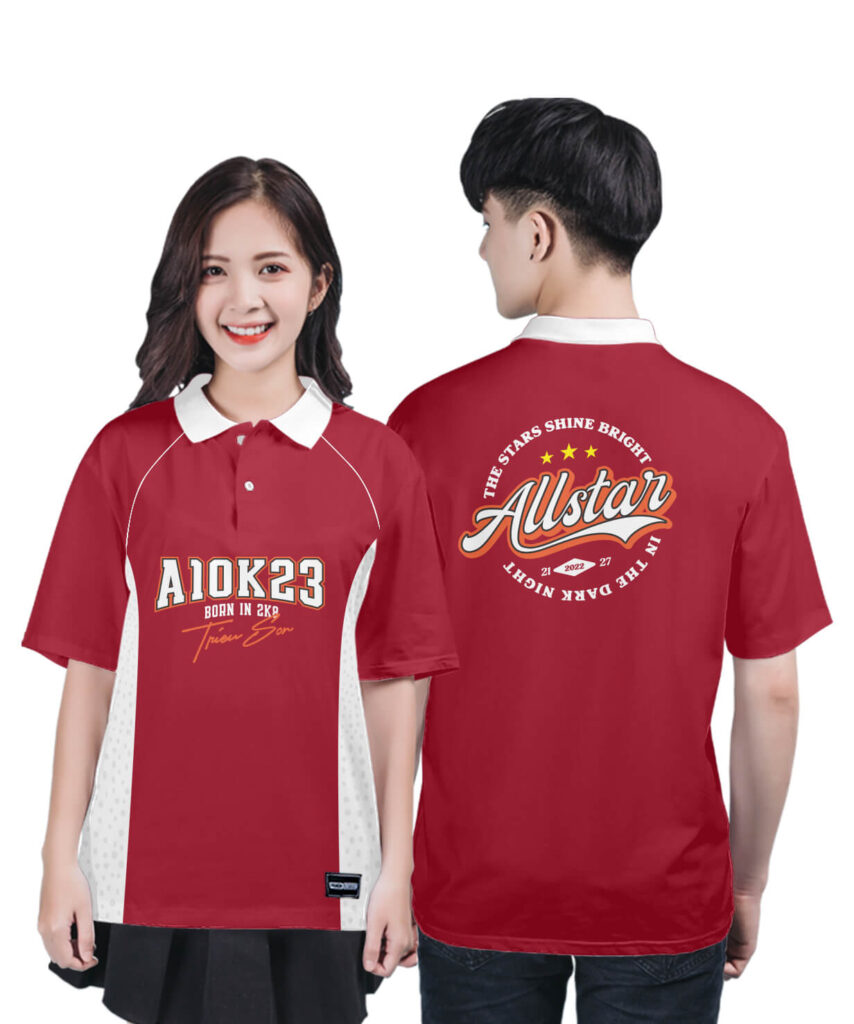 961 Áo lớp Polo mix màu BST Cool ngầu cá tính Đỏ đô - Trắng
