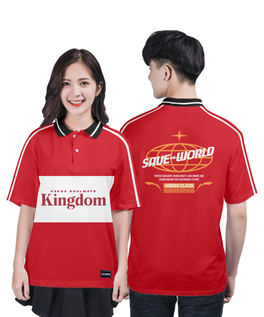 967 Áo lớp Polo Uni BST Typo Đỏ đô - Trắng