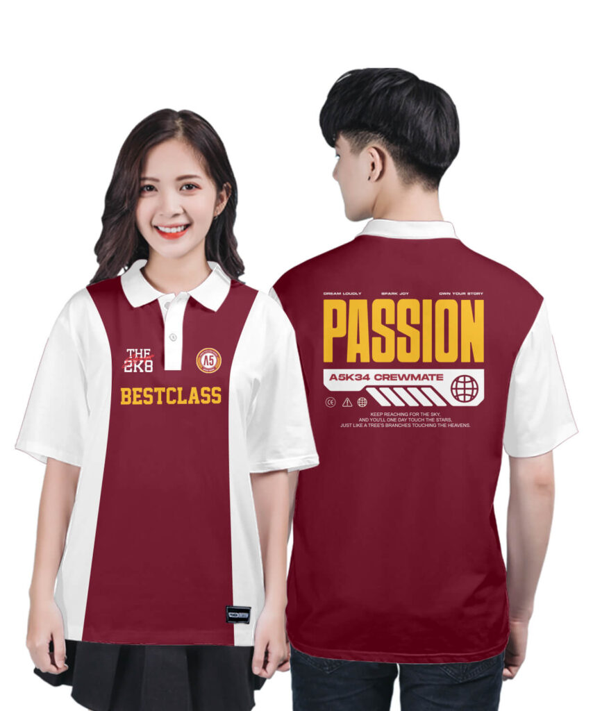 969 Áo lớp Polo mix màu BST Đơn giản Đỏ đô - Trắng
