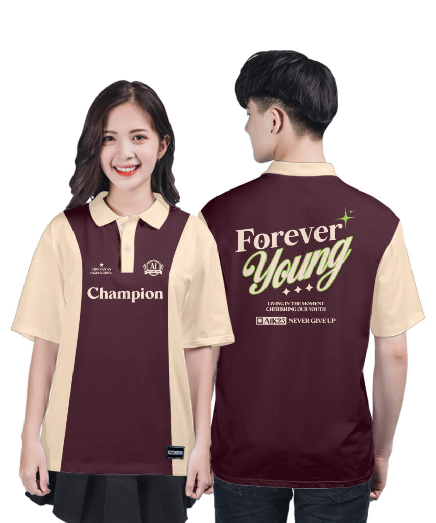 970 Áo lớp Polo mix màu BST Đơn giản Nho - Be