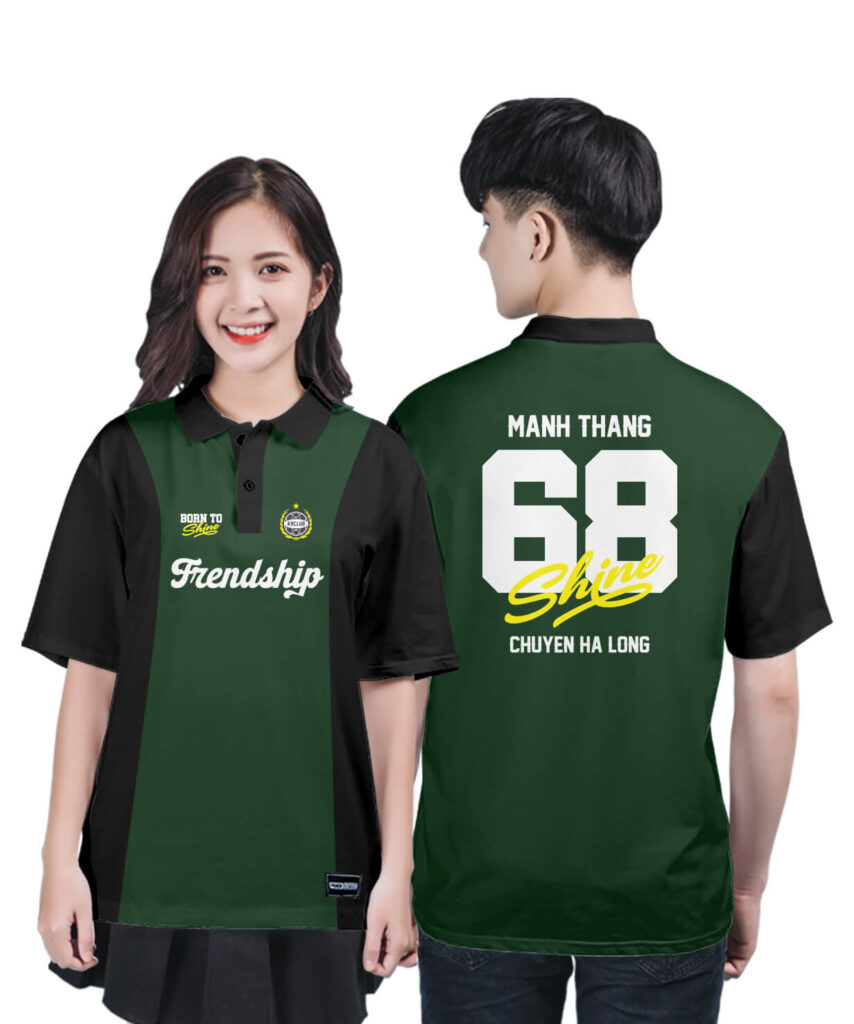 971 Áo lớp Polo mix màu BST Đơn giản Xanh nhiệt đới - Đen