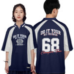 976 Áo lớp Polo mix cổ V BST Cool ngầu cá tính Xanh tím than - Trắng