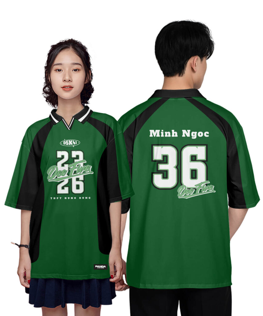 978 Áo lớp Polo mix cổ V BST Cool ngầu cá tính Xanh nhiệt đới - Đen