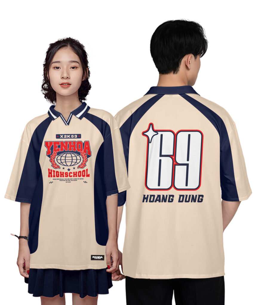 979 Áo lớp Polo mix cổ V BST Cool ngầu cá tính Be - Xanh tím than