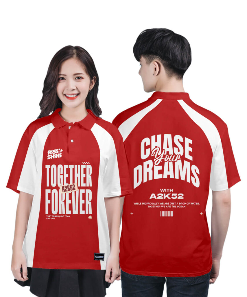 980 Áo lớp Polo mix màu BST Friends Đỏ đô - Trắng